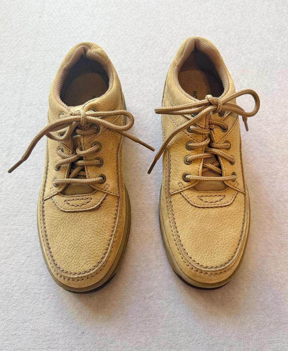 Rockport MWT13M Men’s World Tour Leather Walking Shoes Size 7 Beige Tan Comfort